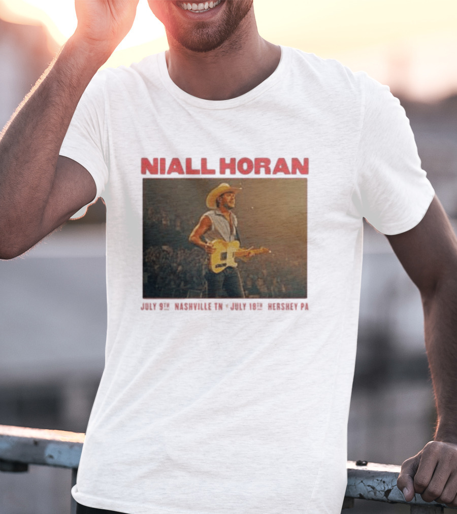 Niall Horan Live Performance Cowboy Hat Guitar Dallas Texas Event T-Shirt