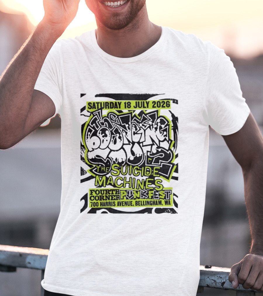 Saturday 18 July 2026 The Bouncing Souls The Suicide Machines Fourth Corner Punkfest Bellingham WA 700 Harris Avenue T-Shirt