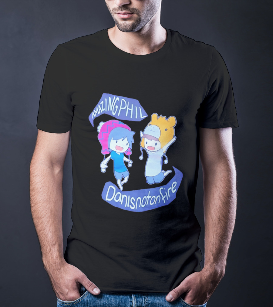 AmazingPhil Danisnotonfire Cartoon Characters In Cute Animal Hats T-Shirt