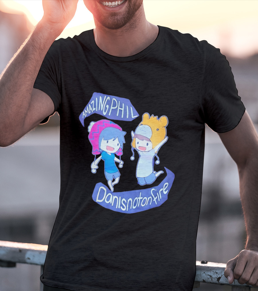 AmazingPhil Danisnotonfire Cartoon Characters In Cute Animal Hats T-Shirt