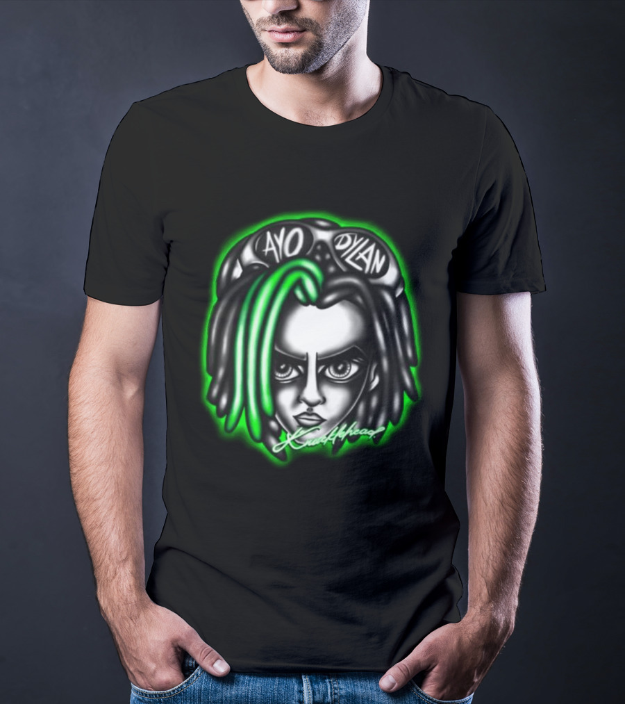 Ayo Dylan Head Ayodylan Knottyhead Green Glow T-Shirt