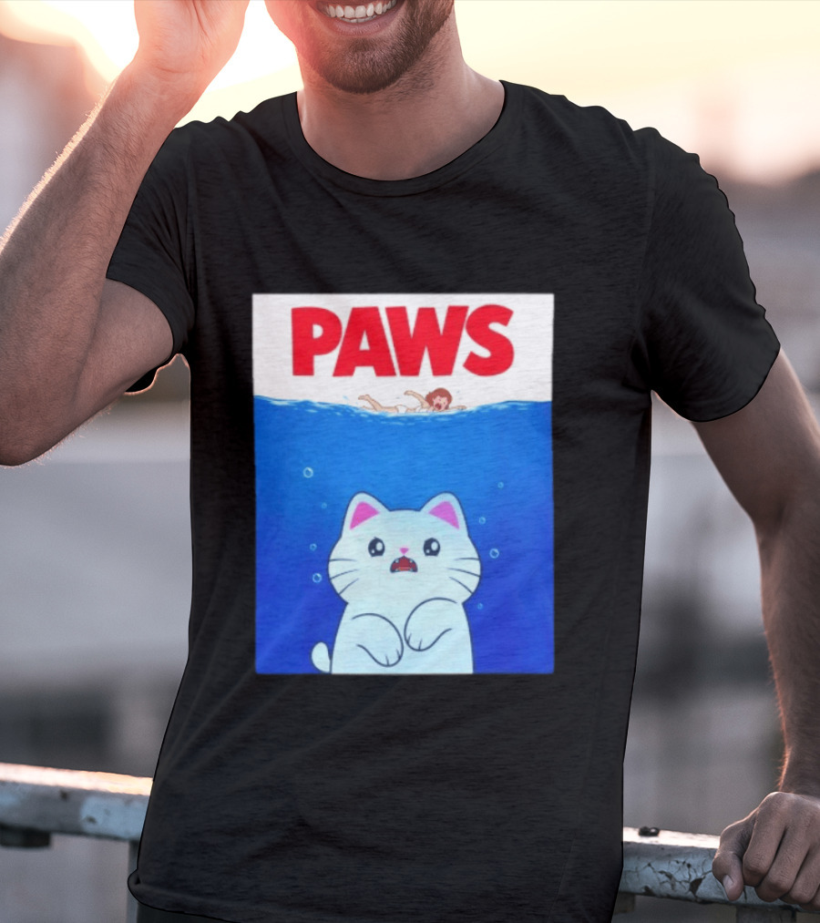 Paws Cat Parody Movie Jaws T-Shirt
