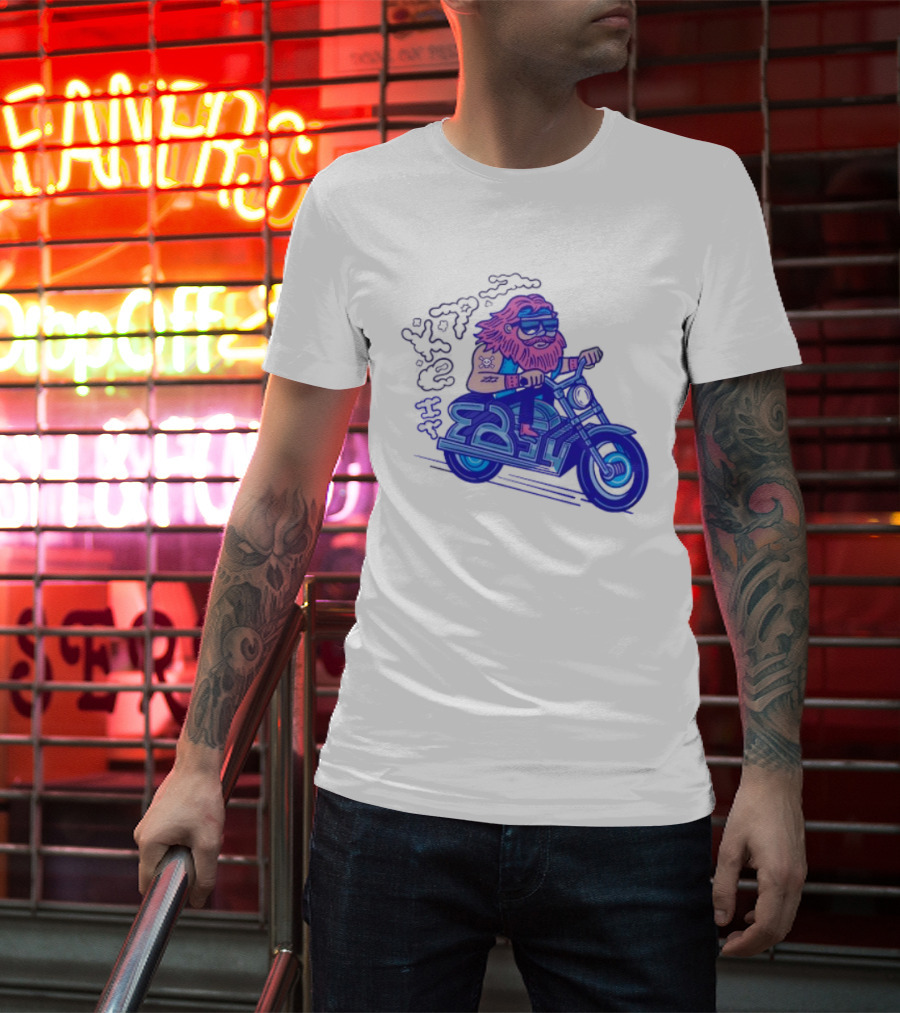 Billy Biker Cartoon Motorcycle Bearded Man T-Shirt