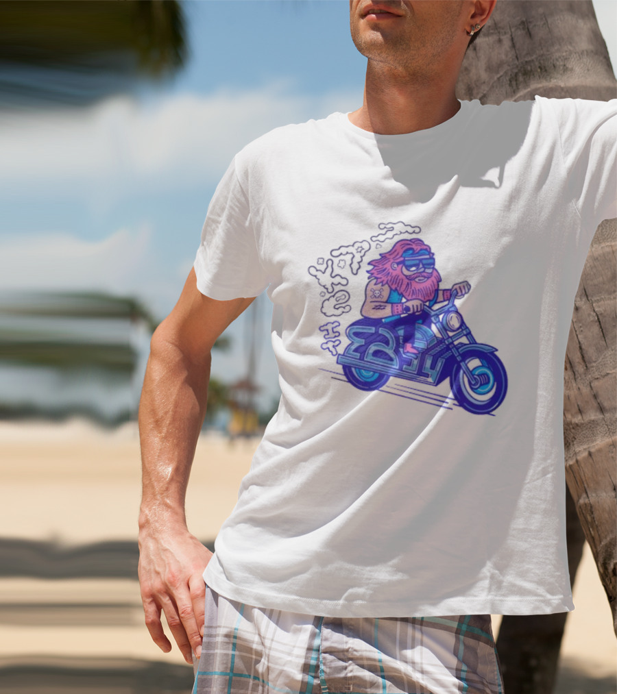 Billy Biker Cartoon Motorcycle Bearded Man T-Shirt