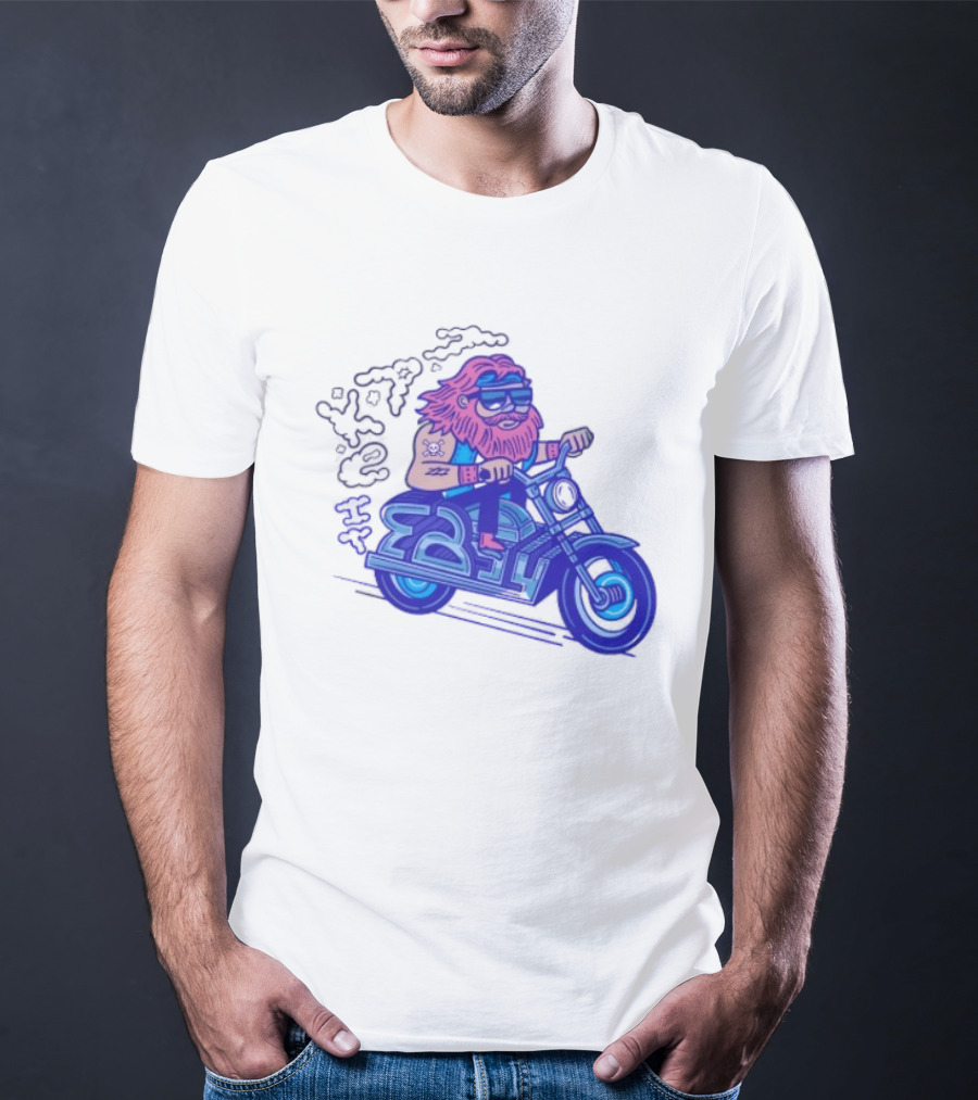 Billy Biker Cartoon Motorcycle Bearded Man T-Shirt