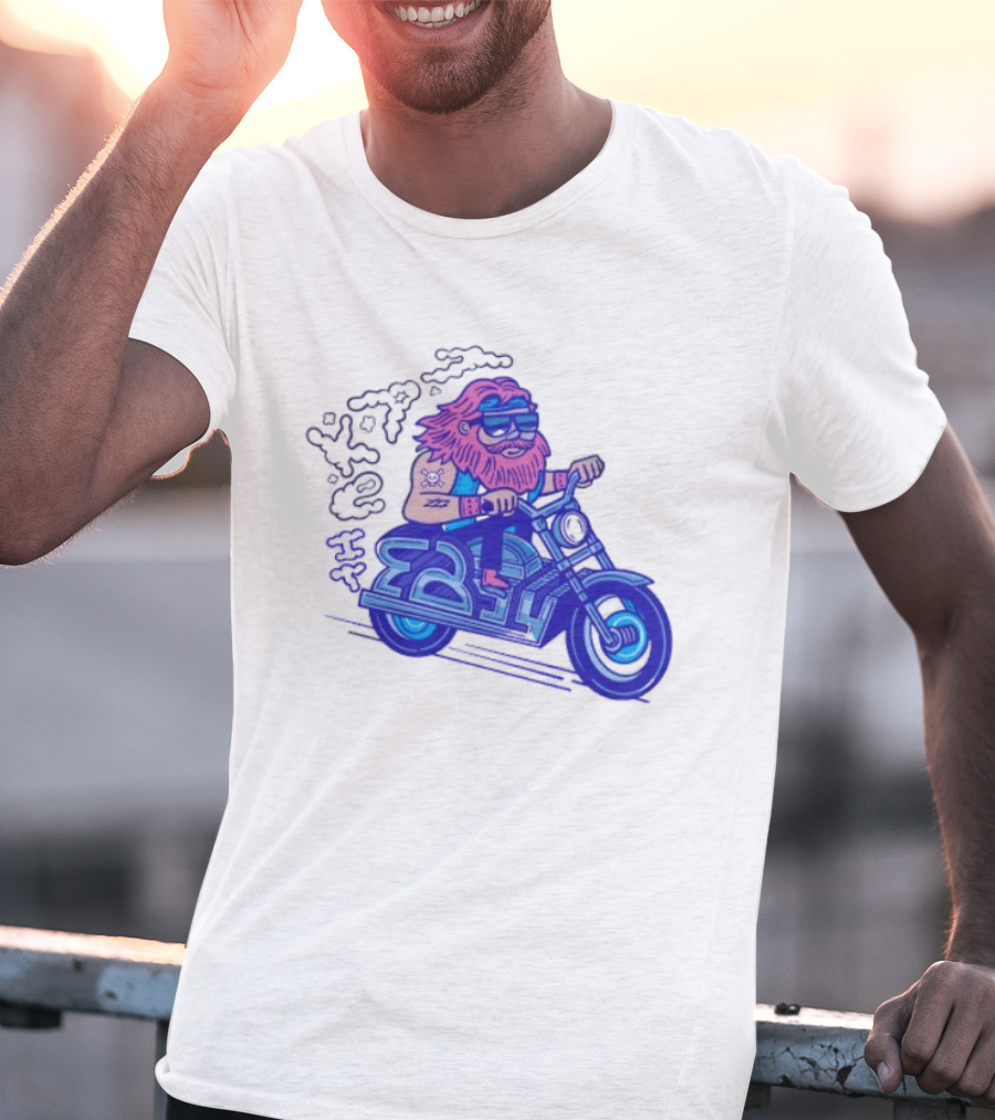 Billy Biker Cartoon Motorcycle Bearded Man T-Shirt