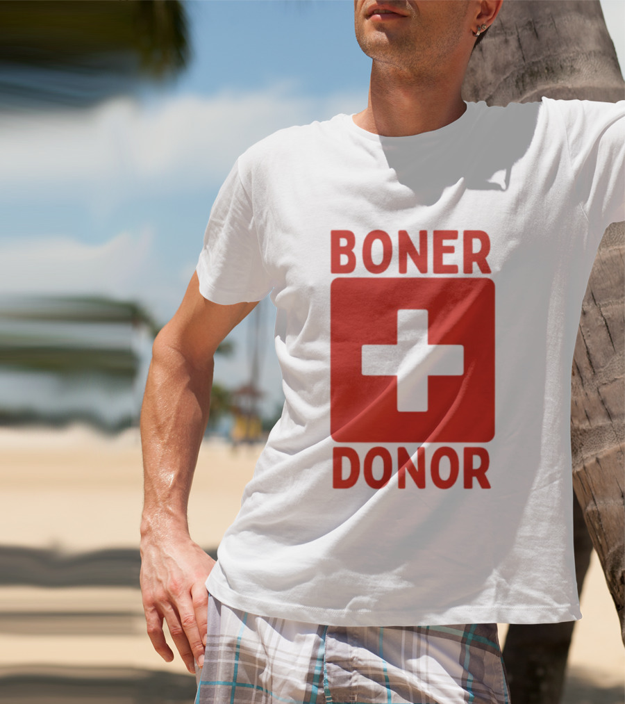 Boner Donor Sarcastic Adult Humor Red Cross T-Shirt