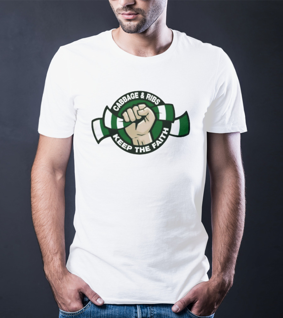 Cabbage & Ribs Keep The Faith Celtic FC Fist T-Shirt
