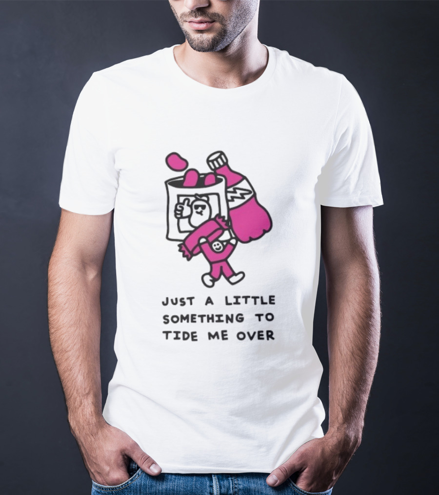 Just A Little Something To Tide Me Over Snack Pink Character Carrying Beer T-Shirt