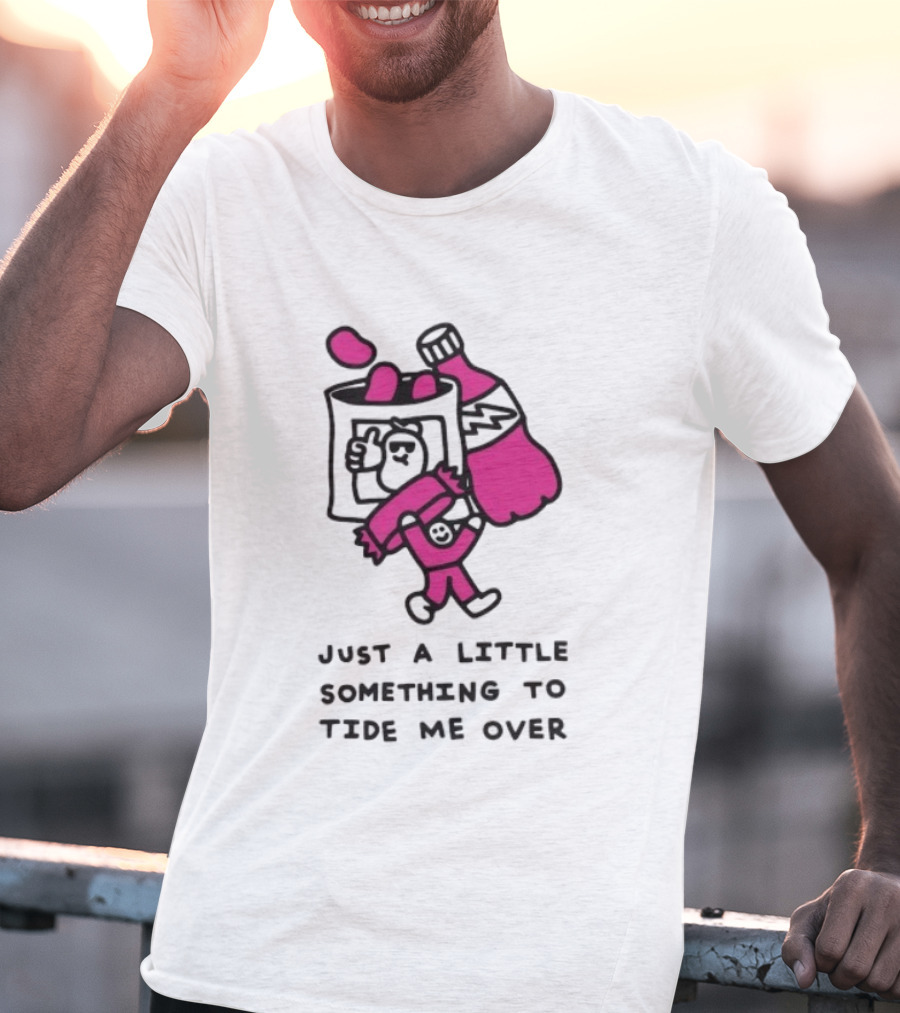 Just A Little Something To Tide Me Over Snack Pink Character Carrying Beer T-Shirt