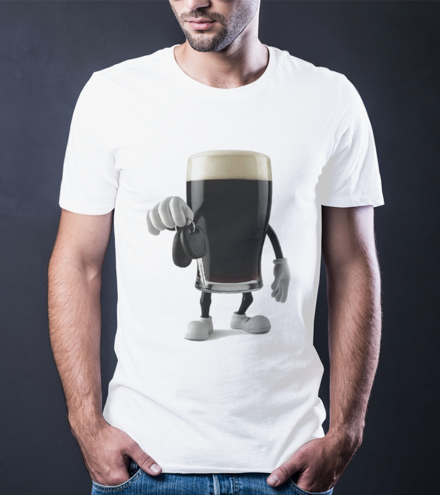 Guinness Beer Pint Holding Car Keys T-Shirt