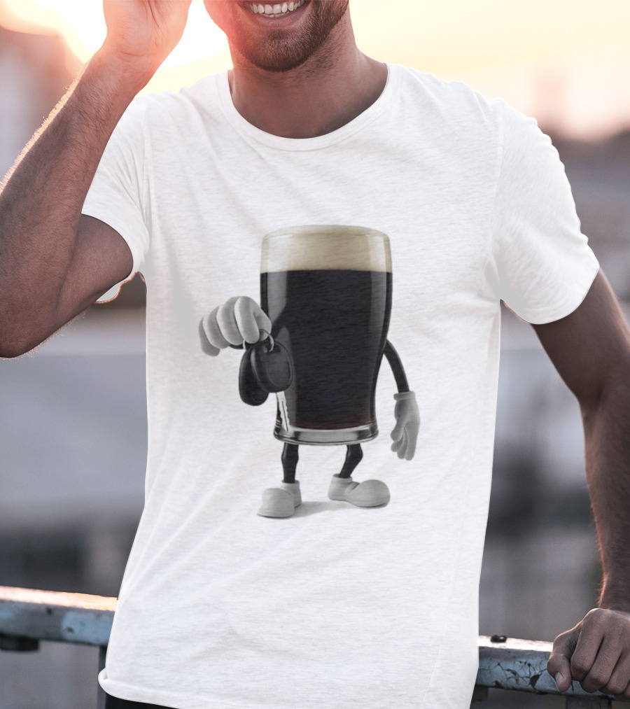 Guinness Beer Pint Holding Car Keys T-Shirt