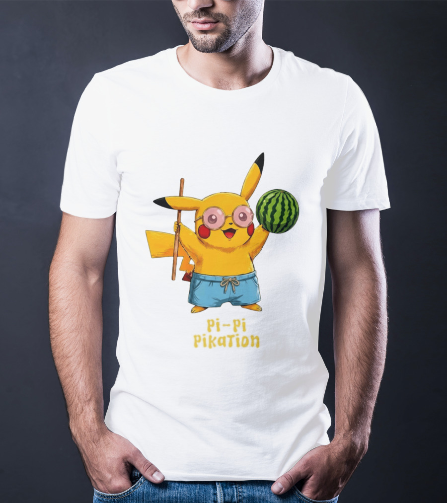 Pikachu Watermelon Summer Pi Pi Pikation Cute Sunglasses Beach T-Shirt