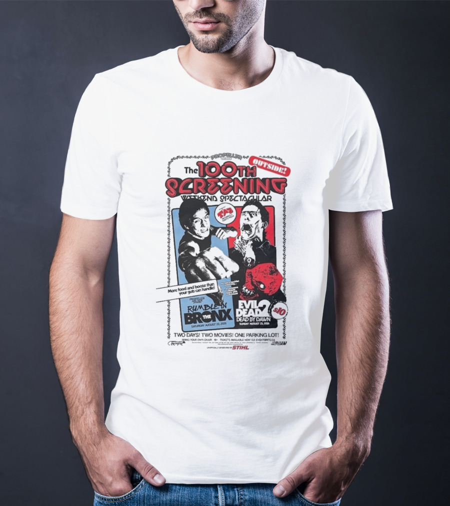 Propeller Arcade 100th Screening Weekend Spectacular Rumble In The Bronx August 22 2026 Evil Dead 2 T-Shirt