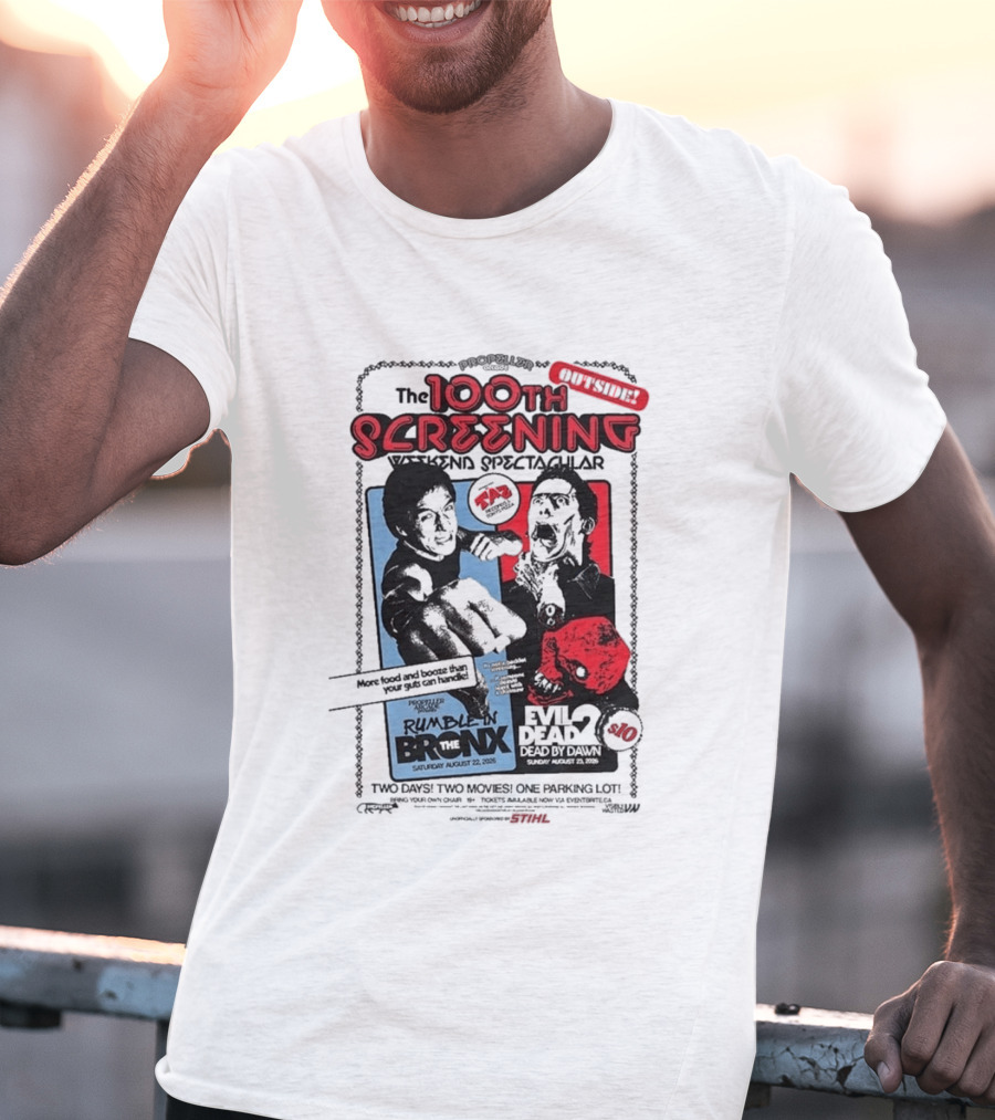 Propeller Arcade 100th Screening Weekend Spectacular Rumble In The Bronx August 22 2026 Evil Dead 2 T-Shirt