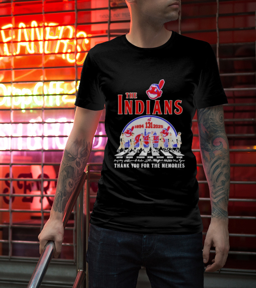 The Cleveland Indians 131st Anniversary 1894 2025 Thank You For The Memories Abbey Road Signatures T-Shirt