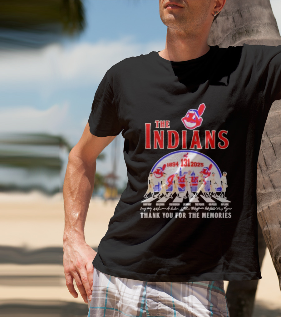 The Cleveland Indians 131st Anniversary 1894 2025 Thank You For The Memories Abbey Road Signatures T-Shirt