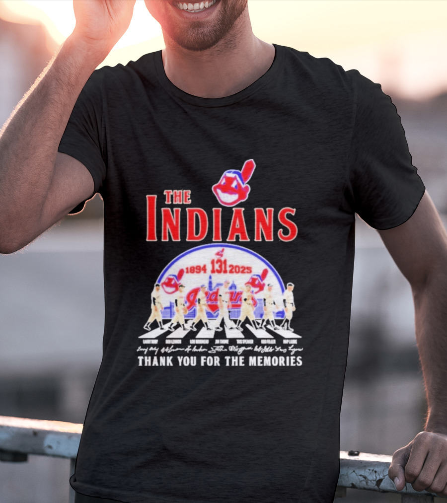 The Cleveland Indians 131st Anniversary 1894 2025 Thank You For The Memories Abbey Road Signatures T-Shirt