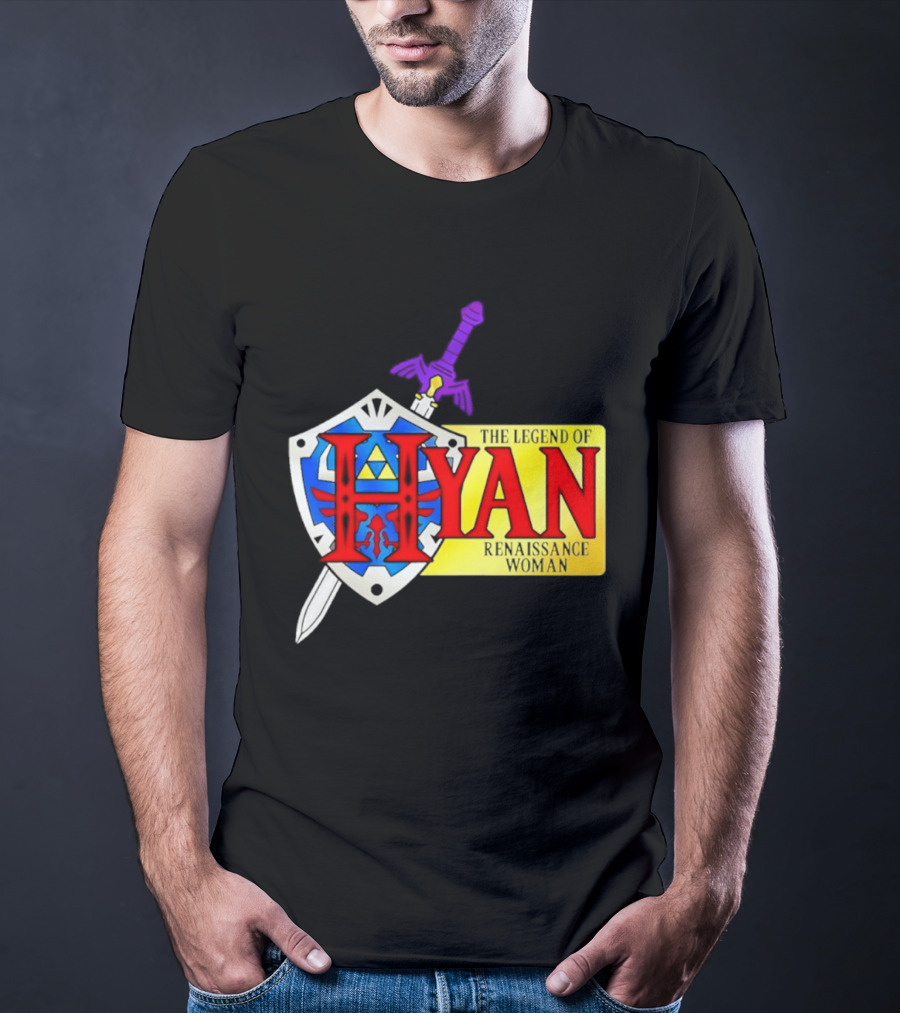 Hyan Renaissance Woman Legend Triforce Shield Sword T-Shirt