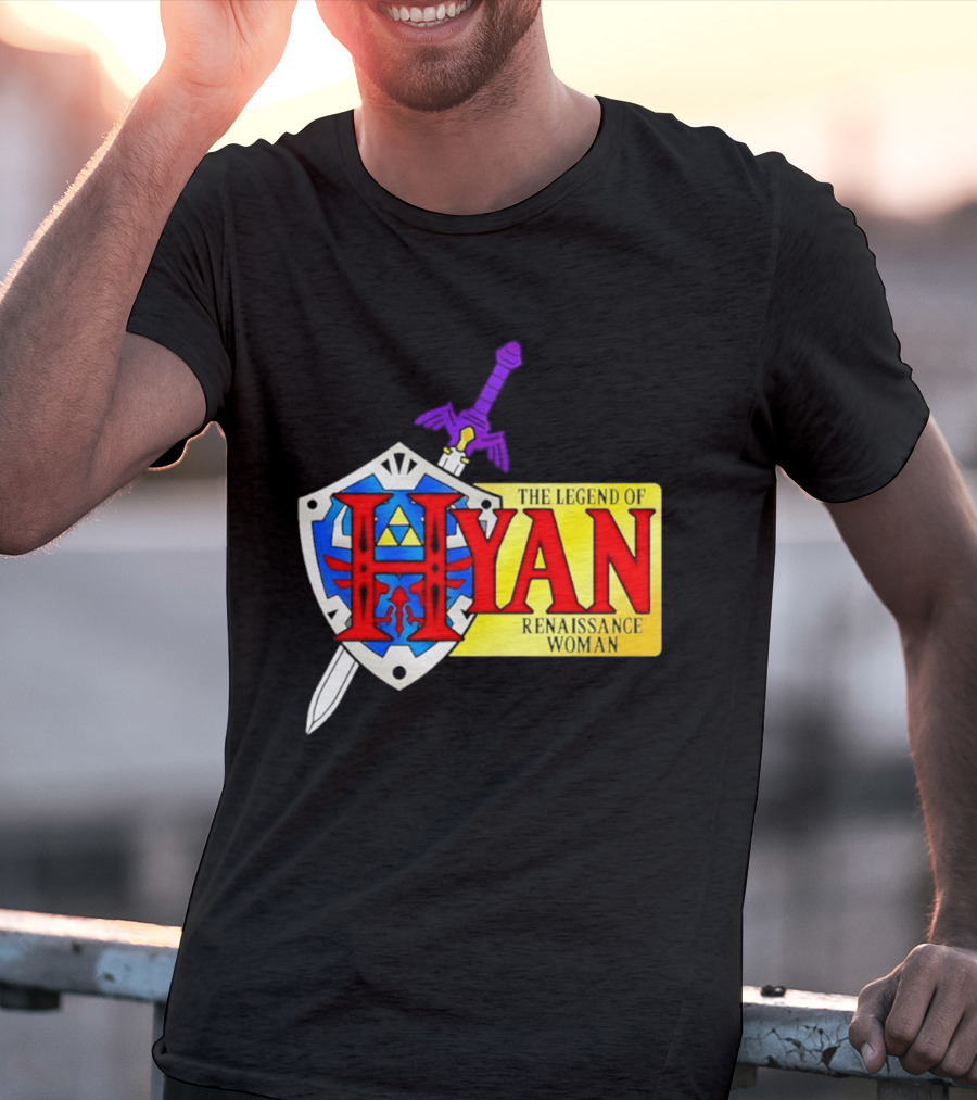 Hyan Renaissance Woman Legend Triforce Shield Sword T-Shirt