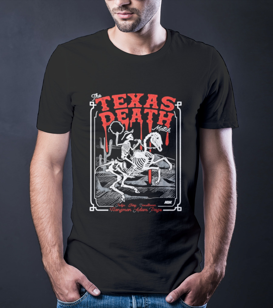 The Texas Death Match Skeleton Riding Wild Desert Scene T-Shirt