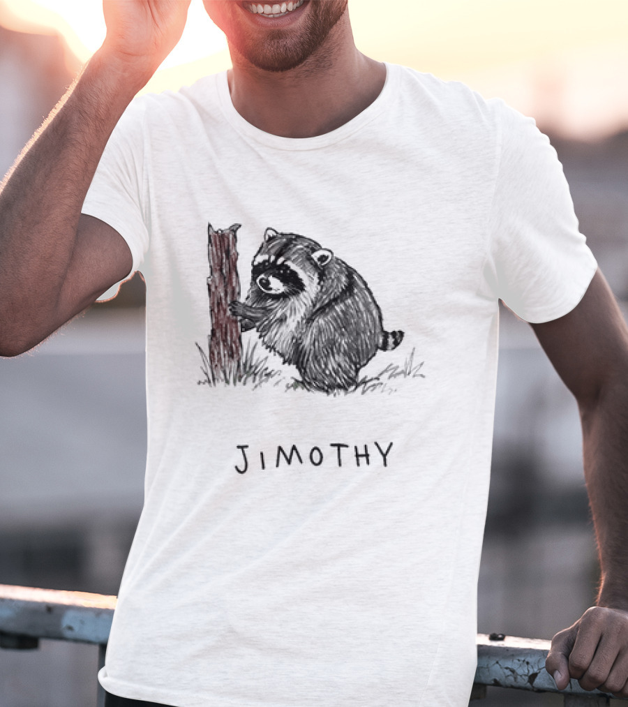 Jimothy Raccoon Hugging Tree Drawing T-Shirt