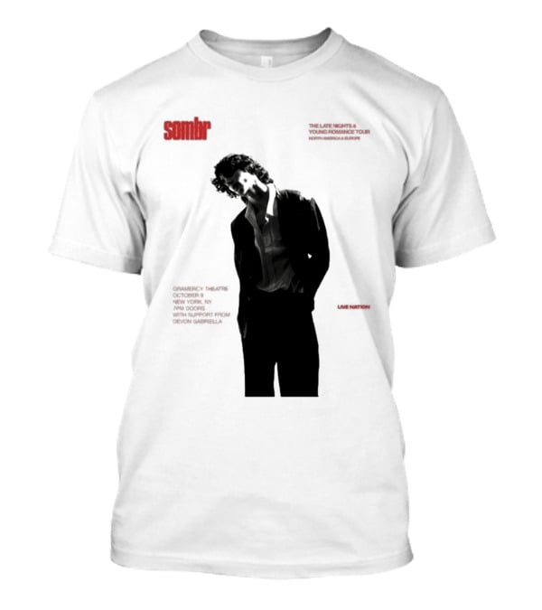 Sombr The Late Nights And Young Romance Tour Dates 2025 North America And Europe T-Shirt