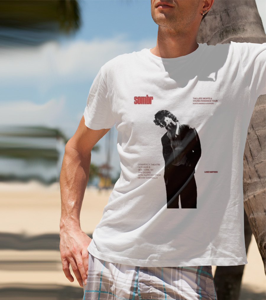 Sombr The Late Nights And Young Romance Tour Dates 2025 North America And Europe T-Shirt