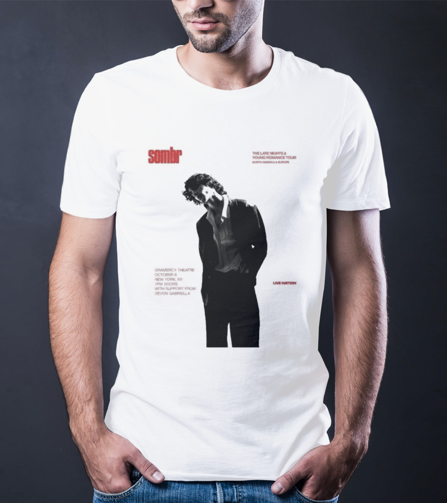 Sombr The Late Nights And Young Romance Tour Dates 2025 North America And Europe T-Shirt