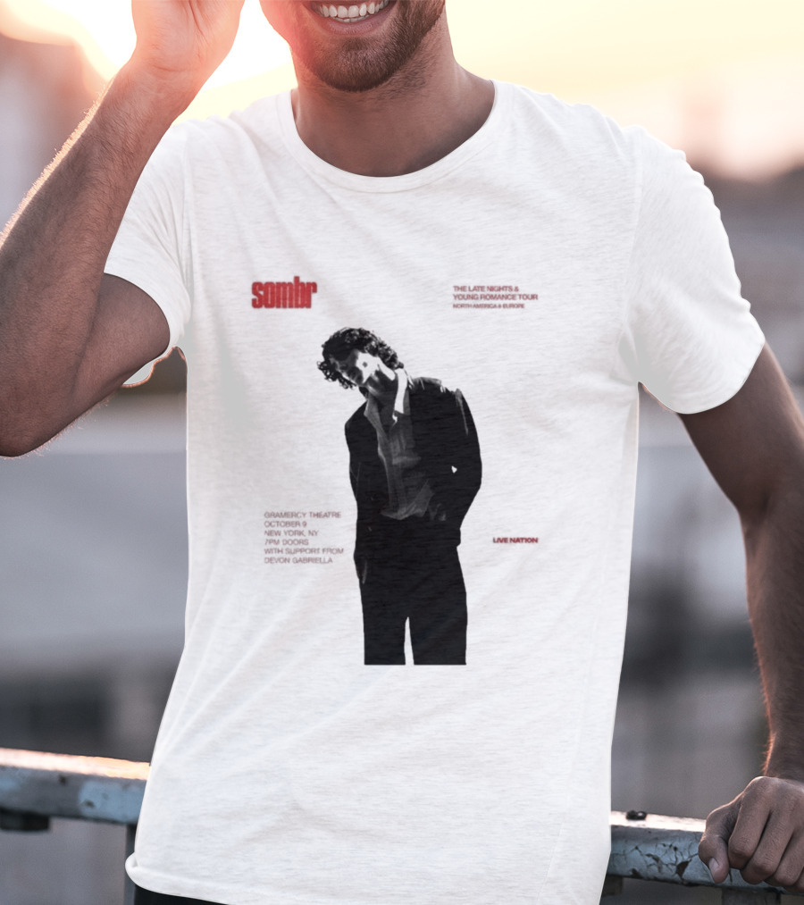 Sombr The Late Nights And Young Romance Tour Dates 2025 North America And Europe T-Shirt