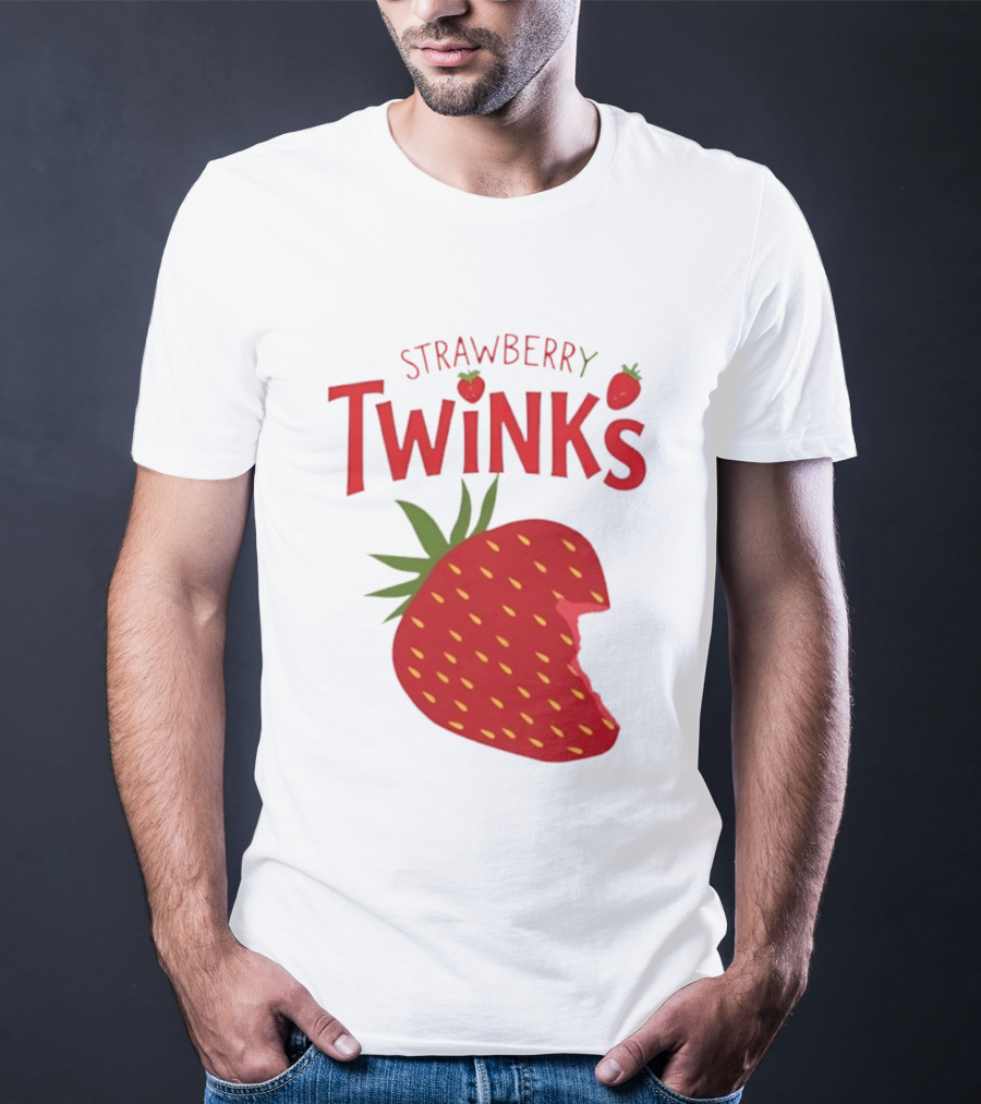 Strawberry Twinks With Bitten Strawberry Motif T-Shirt