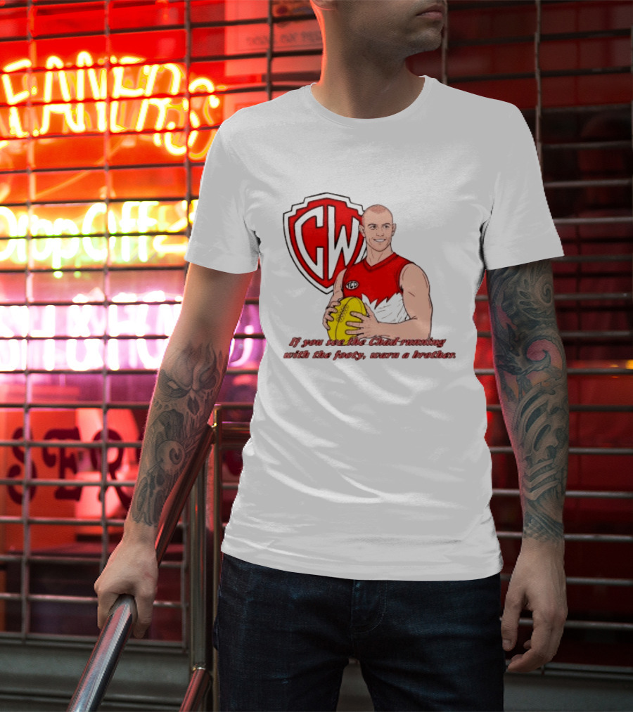 The Chad Running Footy Warn A Brother CW AFL T-Shirt