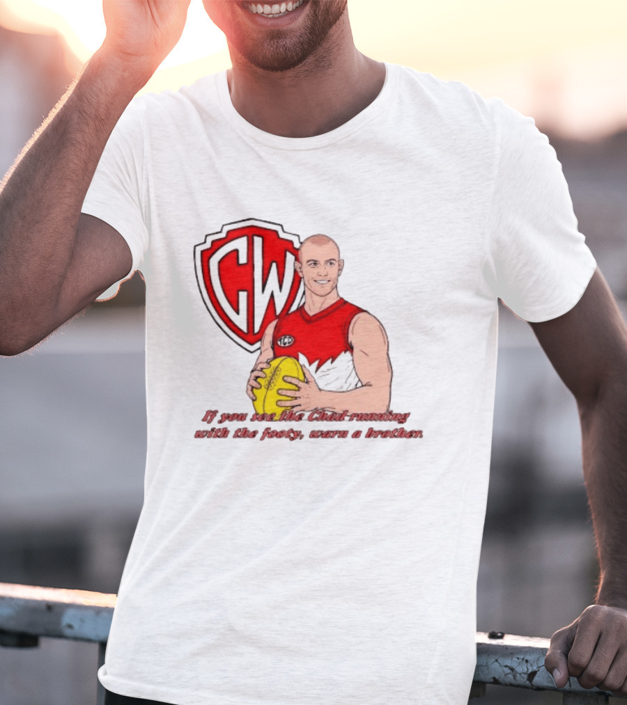 The Chad Running Footy Warn A Brother CW AFL T-Shirt