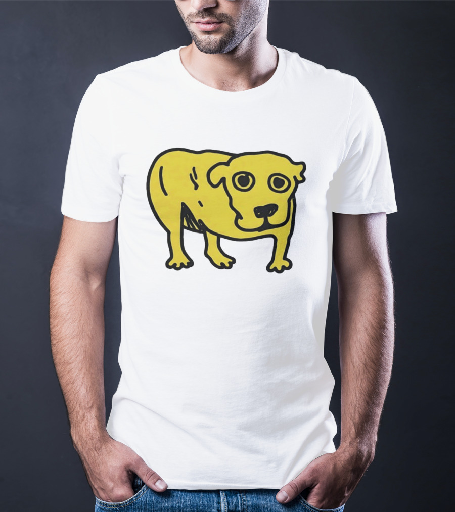 Tripod Aic Dog Drawing Yellow T-Shirt
