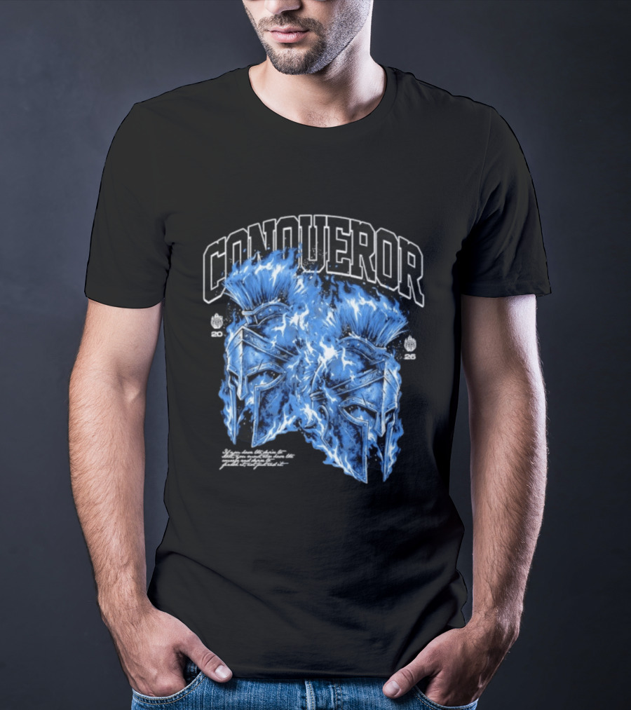 Conqueror Spartan Helmets Blue Fire Blaze T-Shirt