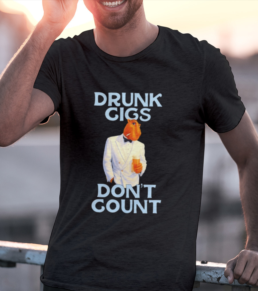 Drunk Gigs Don't Count Camel Smoking Beer In Tuxedo T-Shirt