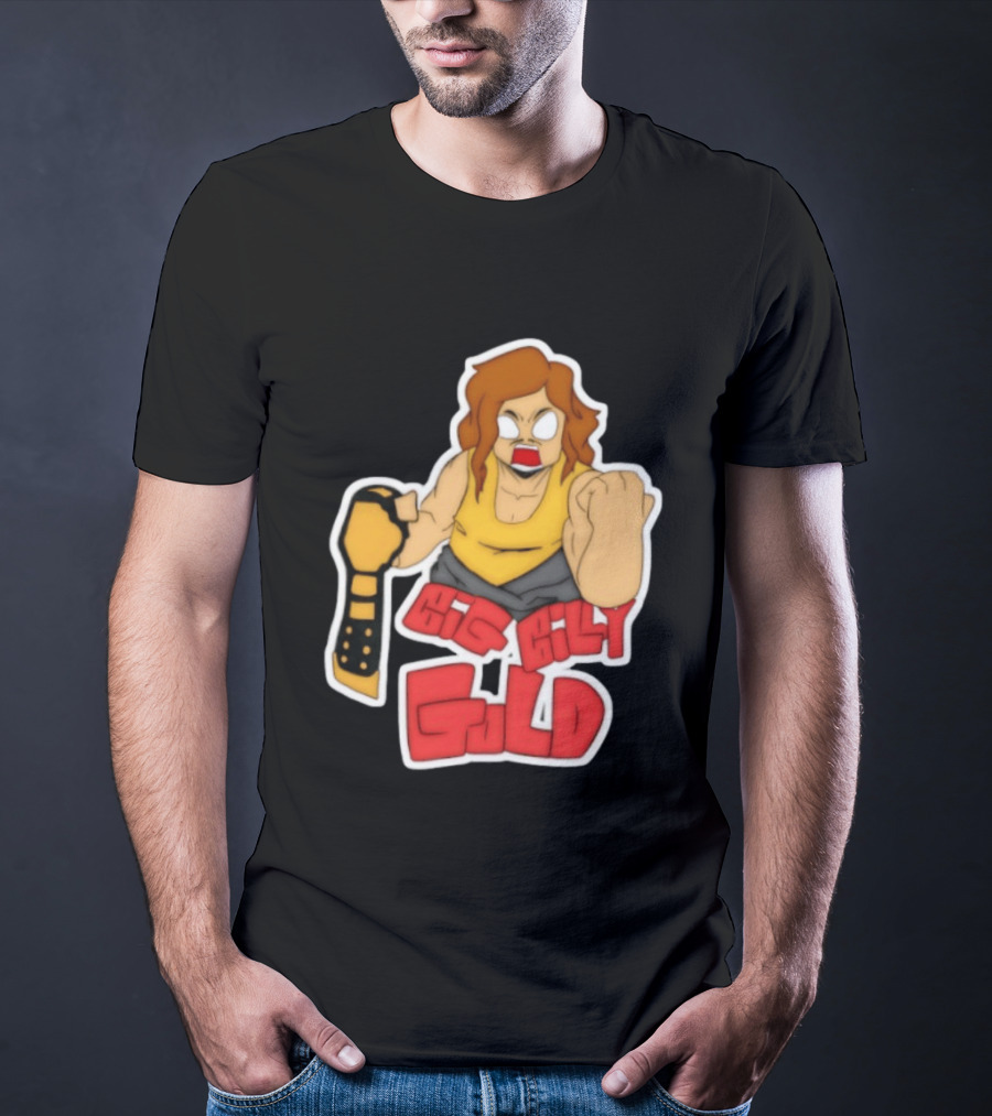 Big Billy Gold Wrestling Champion Belt Bold Cartoon T-Shirt