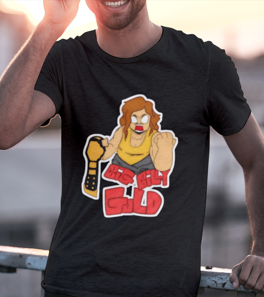 Big Billy Gold Wrestling Champion Belt Bold Cartoon T-Shirt