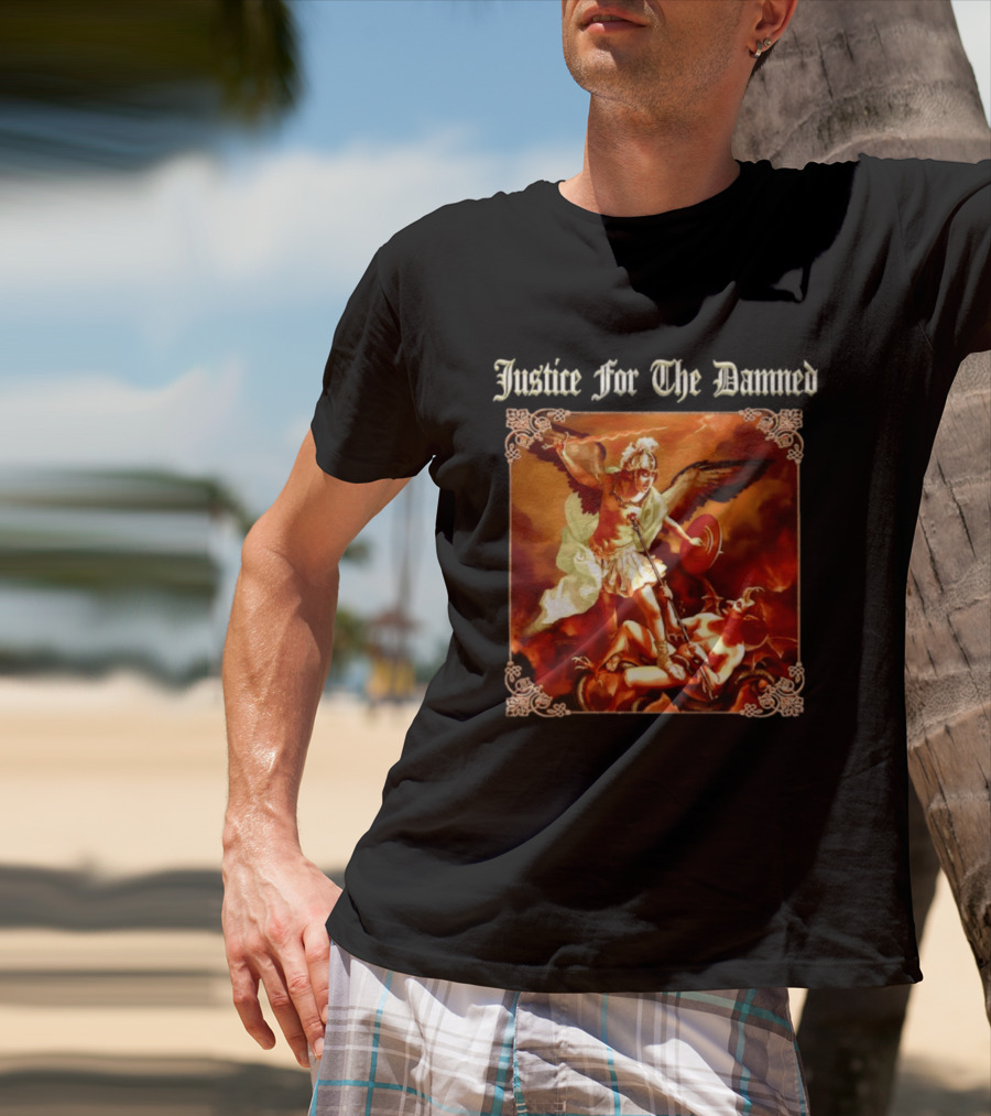 Justice For The Damned Metalcore Hardcore Knight And Fallen Angel Battle T-Shirt
