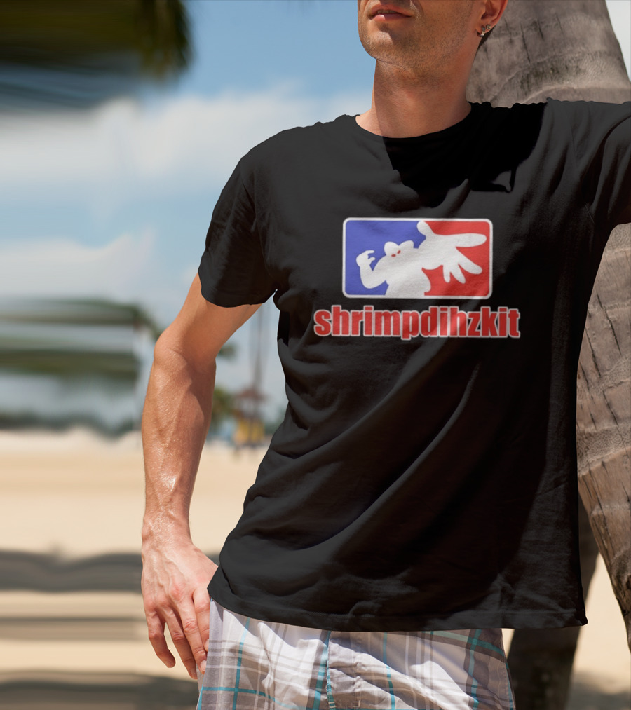 Shrimpdihzkit NBA Style Branding Parody Red White Blue T-Shirt