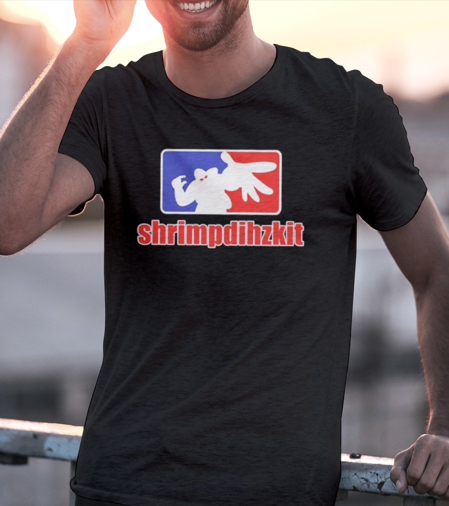 Shrimpdihzkit NBA Style Branding Parody Red White Blue T-Shirt