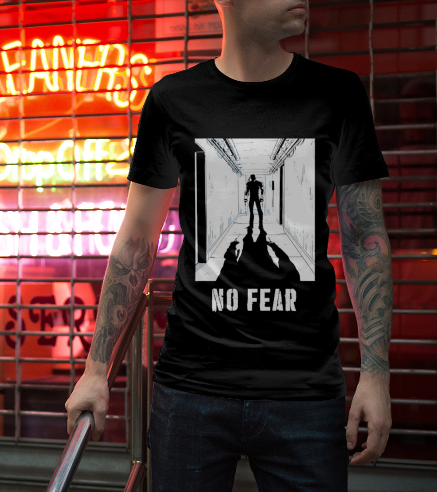 No Fear Courage Motivation Silhouette In Corridor T-Shirt