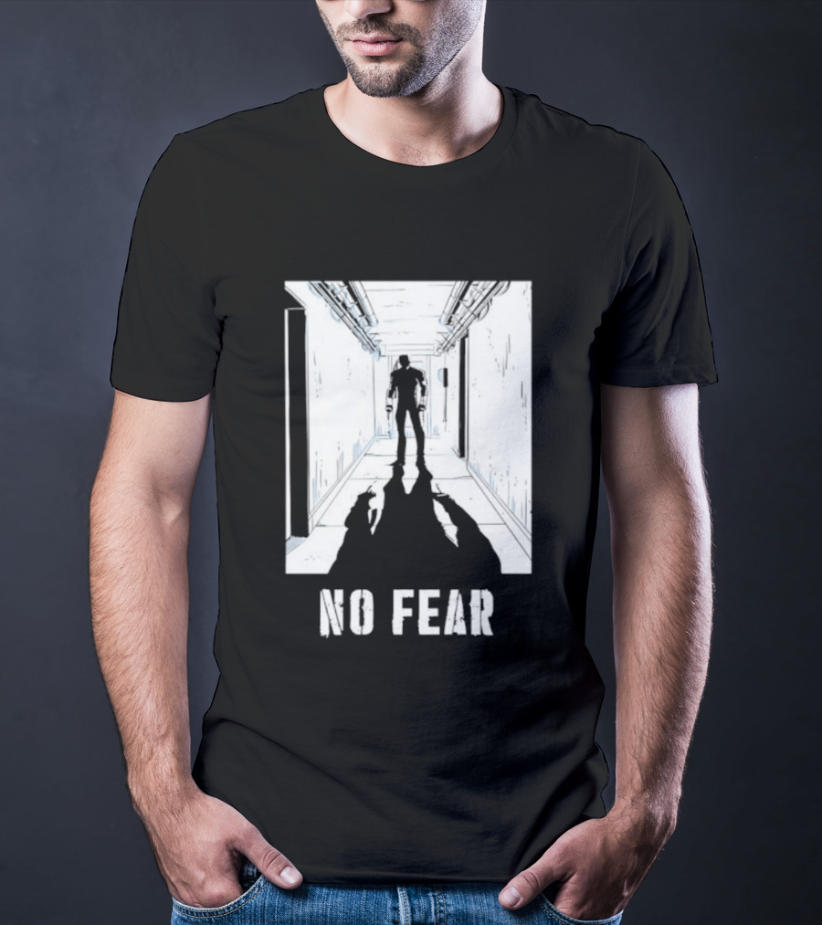 No Fear Courage Motivation Silhouette In Corridor T-Shirt