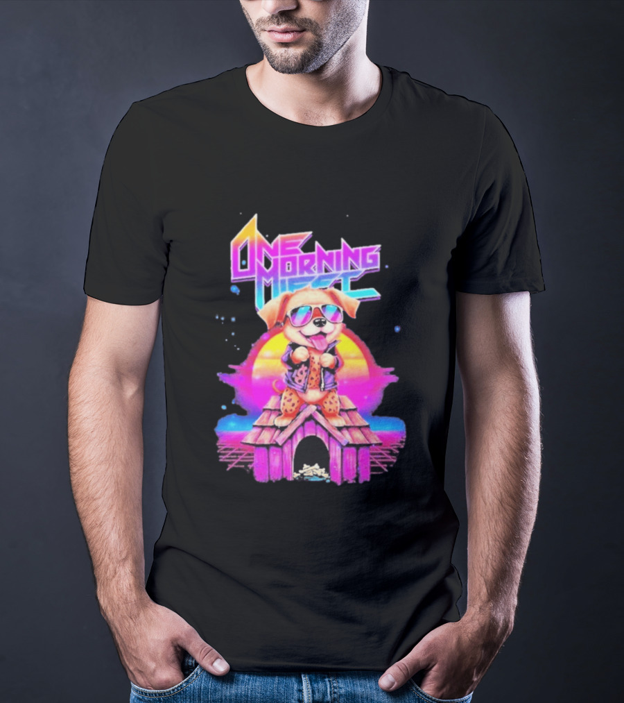 One Morning Left Puppy Doghouse 80s Retro Sunglasses Sunset Vibe T-Shirt