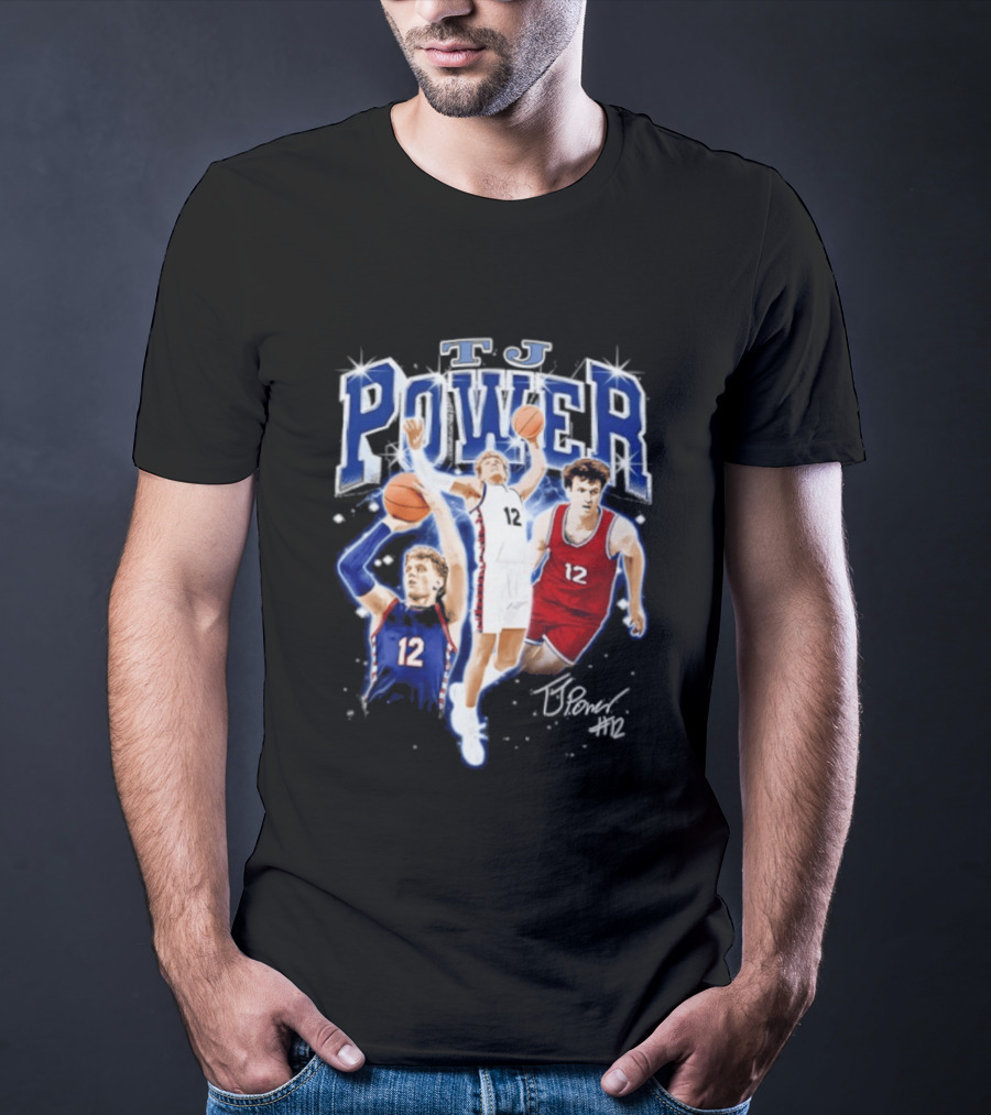TJ Power Penn Quakers Basketball Player Number 12 Collage T-Shirt