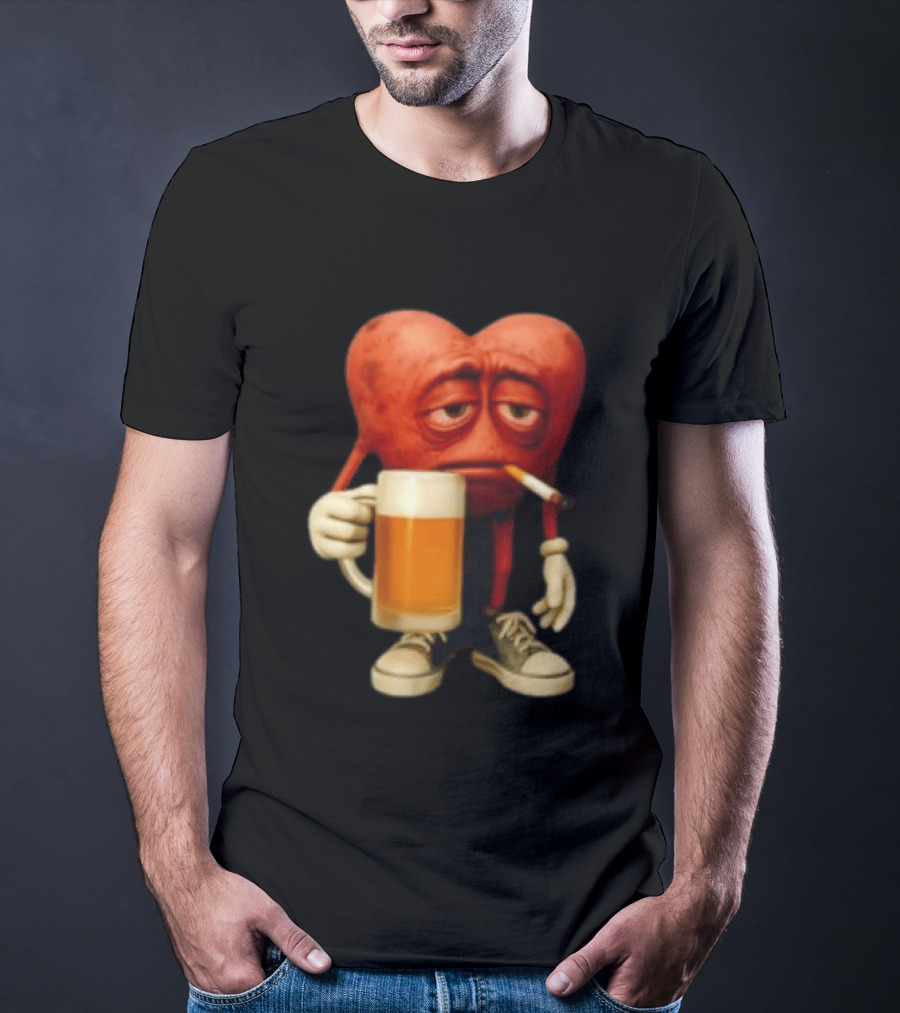 Your Heart Smoking Cigarette And Holding Beer In Sneakers T-Shirt