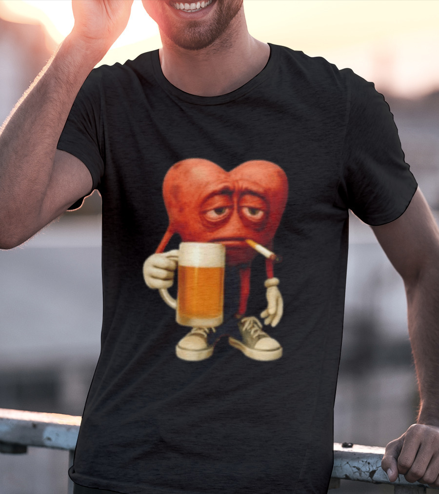 Your Heart Smoking Cigarette And Holding Beer In Sneakers T-Shirt