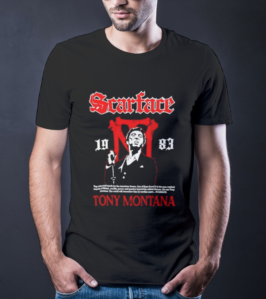 Scarface 1983 Tony Montana American Dream Red White T-Shirt