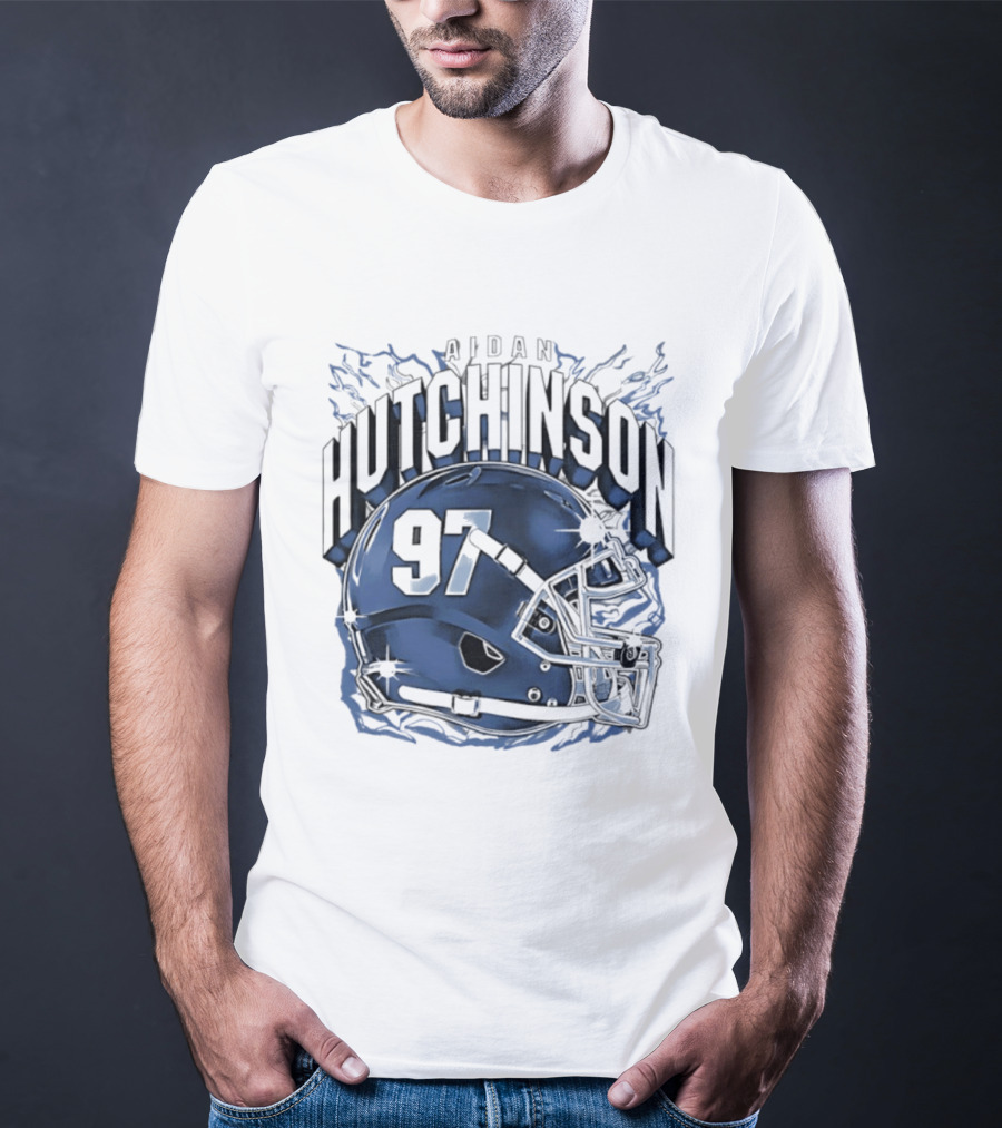 Aidan Hutchinson 97 Detroit Lions Football Helmet T-Shirt