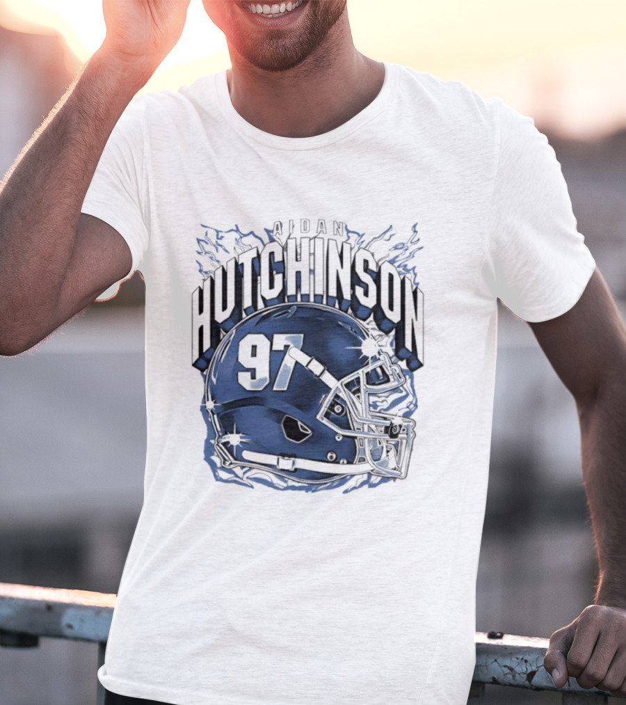 Aidan Hutchinson 97 Detroit Lions Football Helmet T-Shirt